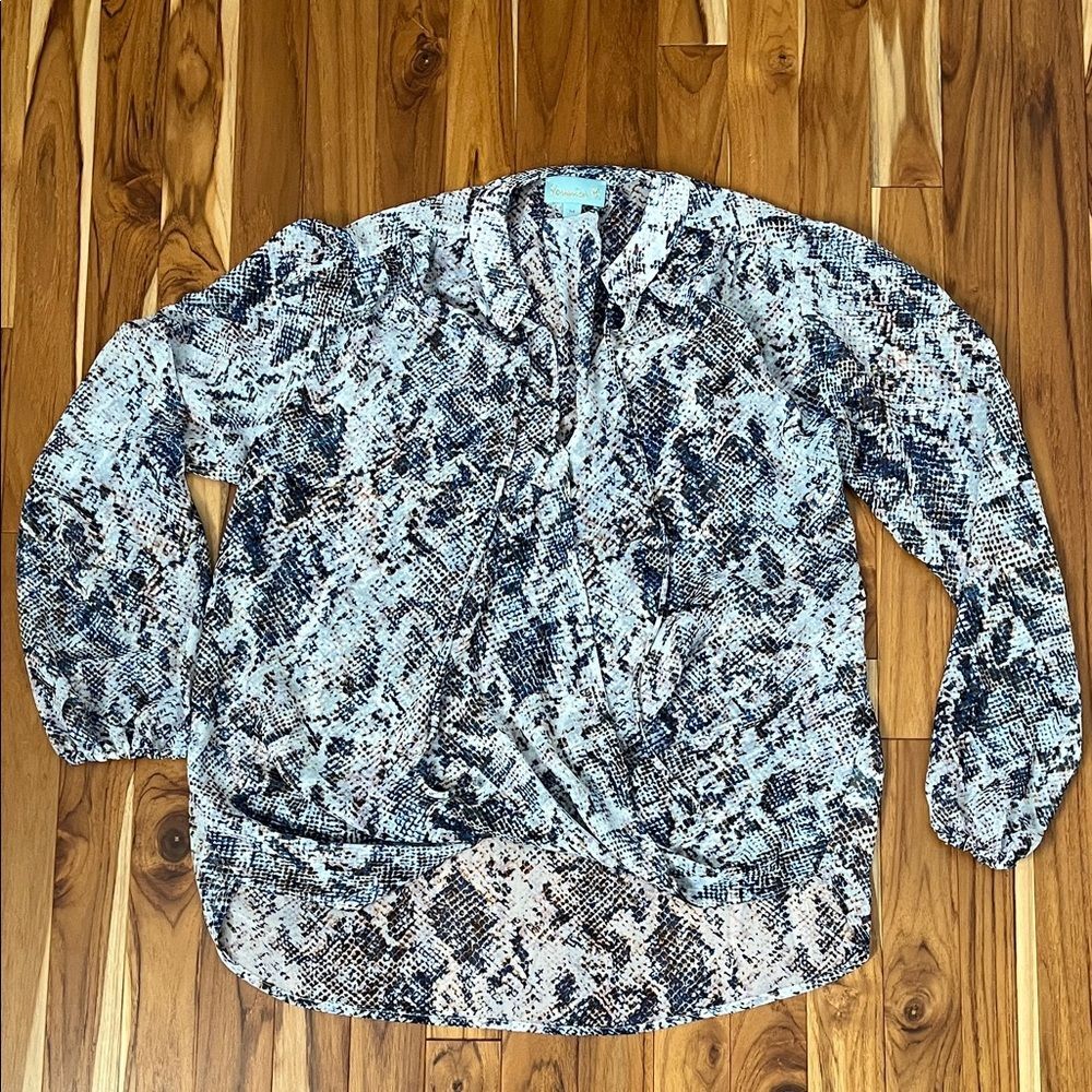 Veronica M Snake Print Blouse - Black and White